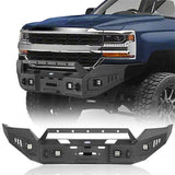 16-18 Silverado 1500 Steel Offroad Front Bumper w/ Winch Plate & LED Lights - ultralisk4x4 ul9026 2