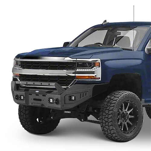 16-18 Silverado 1500 Steel Offroad Front Bumper w/ Winch Plate & LED Lights - ultralisk4x4 ul9026 3