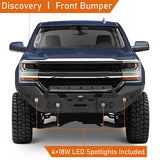 16-18 Silverado 1500 Steel Offroad Front Bumper w/ Winch Plate & LED Lights - ultralisk4x4 ul9026 8