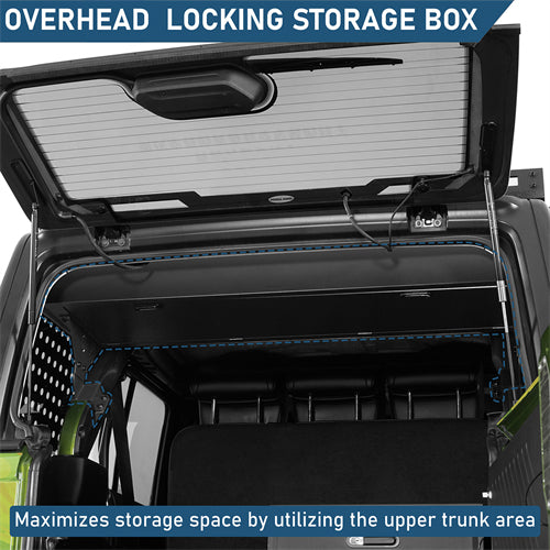 Trunk Upper Locking Storage Box For 2018-2025 Jeep Wrangler JL 4-Door Hardtop - Ultralisk4x4