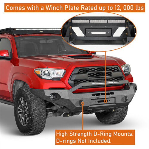Tacoma 3rd Gen Full Width Front Bumper w/ LED Light Bar & Bull Bar For 2016-2023 Toyota Tacoma - ultralisk4x4 ul4211s 12