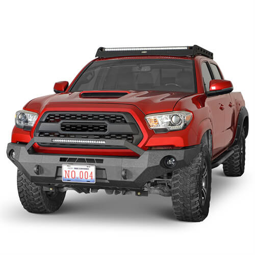 Tacoma 3rd Gen Full Width Front Bumper w/ LED Light Bar & Bull Bar For 2016-2023 Toyota Tacoma - ultralisk4x4 ul4211s 4