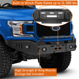 Ford F-150 Texture Black Front Bumper w/Winch Plate For 2018-2020 Ford F-150 Excluding Raptor - ultralisk4x4 ul8255 9