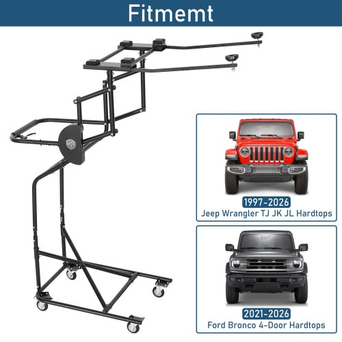 Jeep Hard Top Lift Holder Rack (97-26 Jeep Wrangler TJ & JK & JL & Ford Bronco 4-Door) - ultralisk4x4