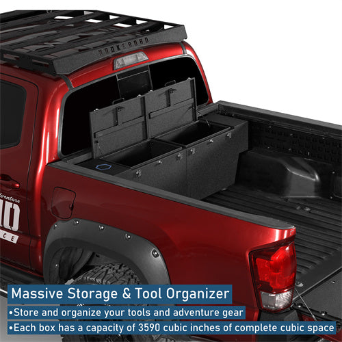 Truck Tool Box Lockable Storage Box Set For 2005-2023 Toyota Tacoma / 2015-2022 Chevy Colorado / GMC Canyon 5'2" Bed - Ultralisk4x4