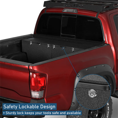 Truck Tool Box Lockable Storage Box Set For 2005-2023 Toyota Tacoma / 2015-2022 Chevy Colorado / GMC Canyon 5'2" Bed - Ultralisk4x4