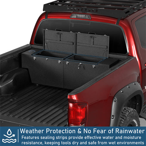 Truck Tool Box Lockable Storage Box Set For 2005-2023 Toyota Tacoma / 2015-2022 Chevy Colorado / GMC Canyon 5'2" Bed - Ultralisk4x4
