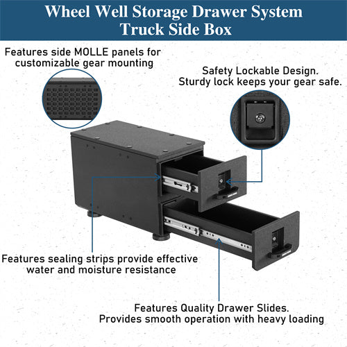 Wheel Well Storage Drawer System Truck Side Box For Overland Off-Road Vehicles, Pick-up Trucks - Ultralisk4x4