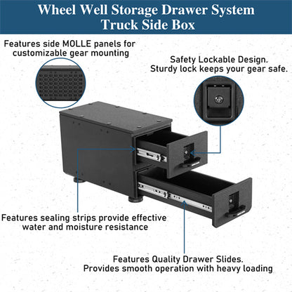 Wheel Well Storage Drawer System Truck Side Box For Overland Off-Road Vehicles, Pick-up Trucks - Ultralisk4x4
