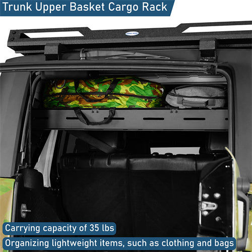 Trunk Upper Basket Cargo Rack For 2007-2018 Jeep Wrangler JK 4-Door Hardtop - Ultralisk4x4-u2120-4