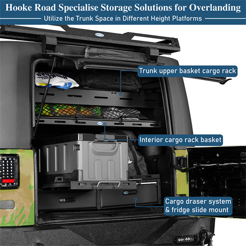 Trunk Upper Basket Cargo Rack For 2007-2018 Jeep Wrangler JK 4-Door Hardtop - Ultralisk4x4-u2120-9