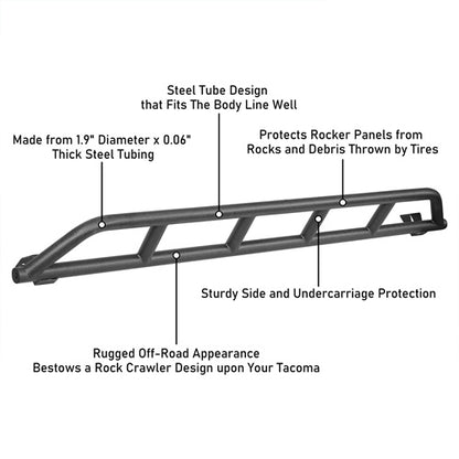 Tube Slider Rocker Guards For 2016-2023 Toyota Tacoma Double Cab - Ultralisk4x4