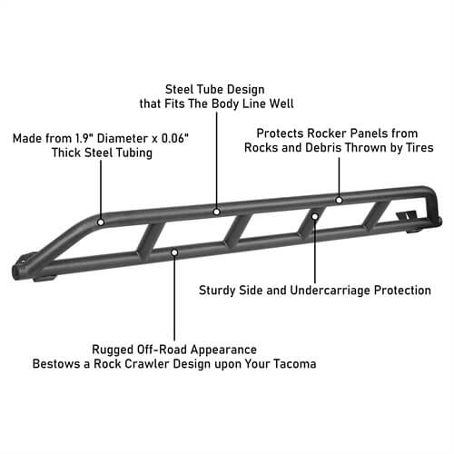 Tube Slider Rocker Guards For 2016-2023 Toyota Tacoma - Ultralisk4x4 ...