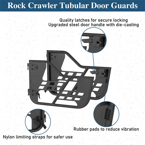 Rock Crawler Tubular Door Guards For 1976-1986 Jeep CJ-7 Wrangler YJ - Ultralisk4x4