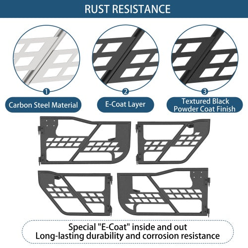 Front & Rear Tubular Doors Guards for 2007-2018 Jeep Wrangler JK 4-Door - Ultralisk 4x4