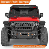 Tubular Front Bumper w/ Winch Plate For 2018-2024 Jeep Wrangler JL GLadiator JT - Ultralisk4x4-u3062s-4