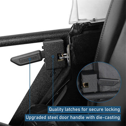 Tube Half Front & Rear Doors w/ Black shade skins For 2007-2018 Jeep Wrangler JK 4 Doors - Ultralisk4x4