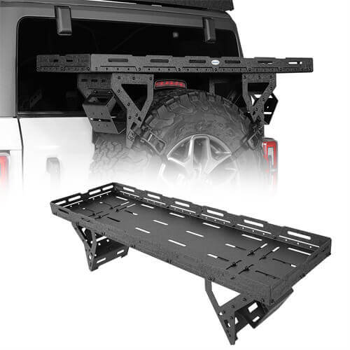 Universal Jeep & Bronco Carrier Storage basket Fits for 30" to 40" Tire for Jeep Wrangler JK JL TJ YJ CJ & Ford Bronco- Ultralisk 4x4 ul1031s 1