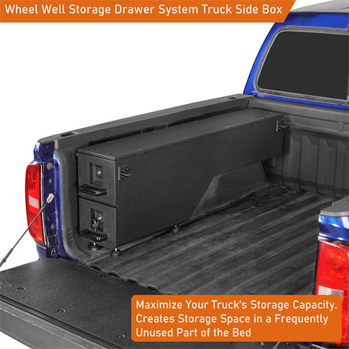 Wheel Well Storage Drawer System Truck Side Box For 2015-2022 Chevy Colorado GMC Canyon - Ultralisk4x4-u9105-4