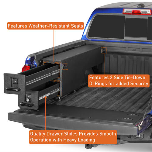 Wheel Well Storage Drawer System Truck Side Box For 2015-2022 Chevy Colorado GMC Canyon - Ultralisk4x4-u9105-5