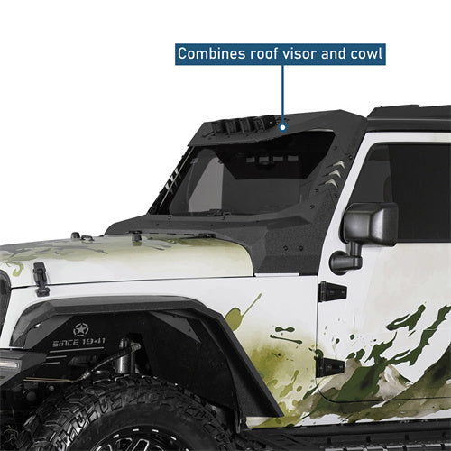 Madmax Windshield Frame Cover Visor/Cowl Combination For 2007-2018 Jeep Wrangler JK - Ultralisk4x4