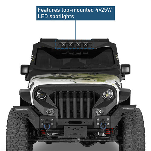 Madmax Windshield Frame Cover Visor/Cowl Combination For 2007-2018 Jeep Wrangler JK - Ultralisk4x4