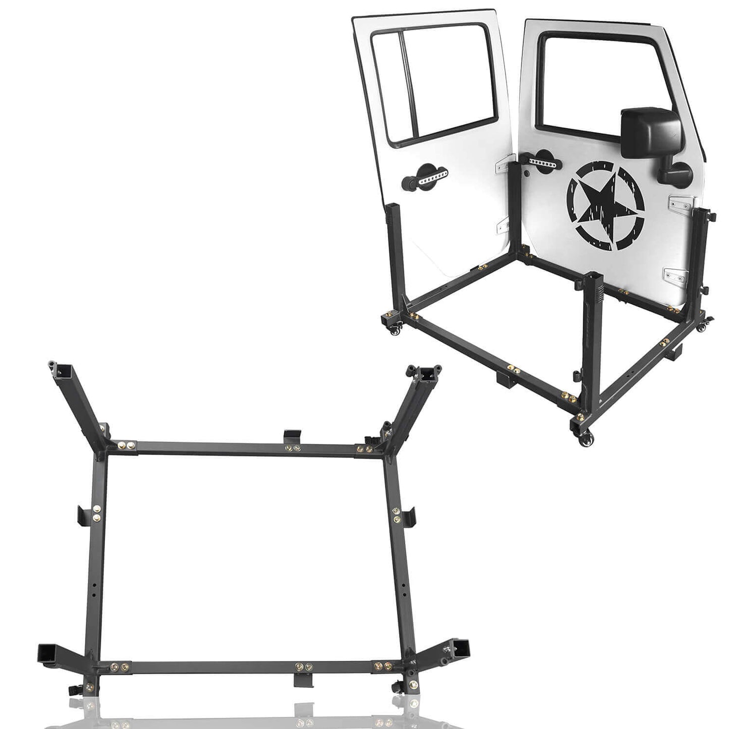 Jeep Door Storage Cart 4-Door Rock Crawler Door Storage Movable Cart Door Holder for 2007-2018 Jeep Wrangler JK JKU Jeep Wrangler JL 1
