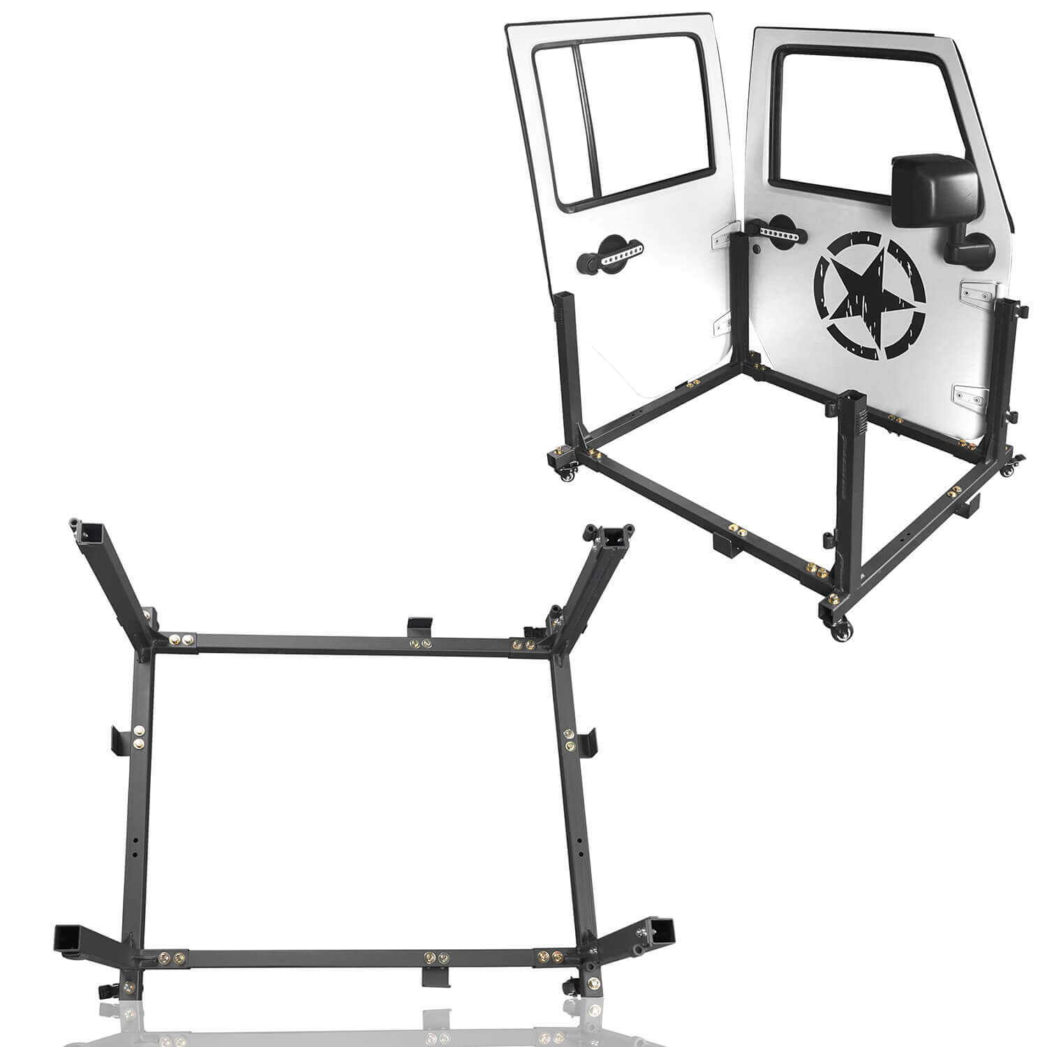 Jeep Door Storage Cart 4-Door Rock Crawler Door Storage Movable Cart Door Holder for 2007-2018 Jeep Wrangler JK JKU Jeep Wrangler JL 1