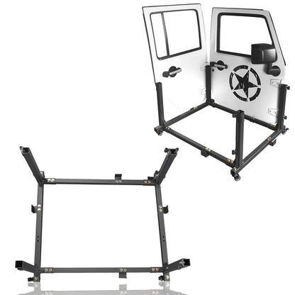 Jeep Door Storage Cart 4-Door Rock Crawler Door Storage Movable Cart Door Holder for 2007-2018 Jeep Wrangler JK JKU Jeep Wrangler JL 1