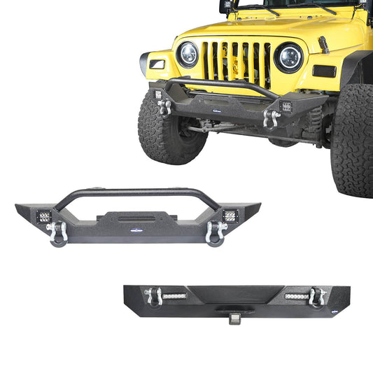 Different Trail Front Bumper and Rear Bumper Combo for Jeep Wrangler YJ TJ 1987-2006 BXG120149 Jeep TJ Front and Rear Bumper Combo u-Box Offroad 1