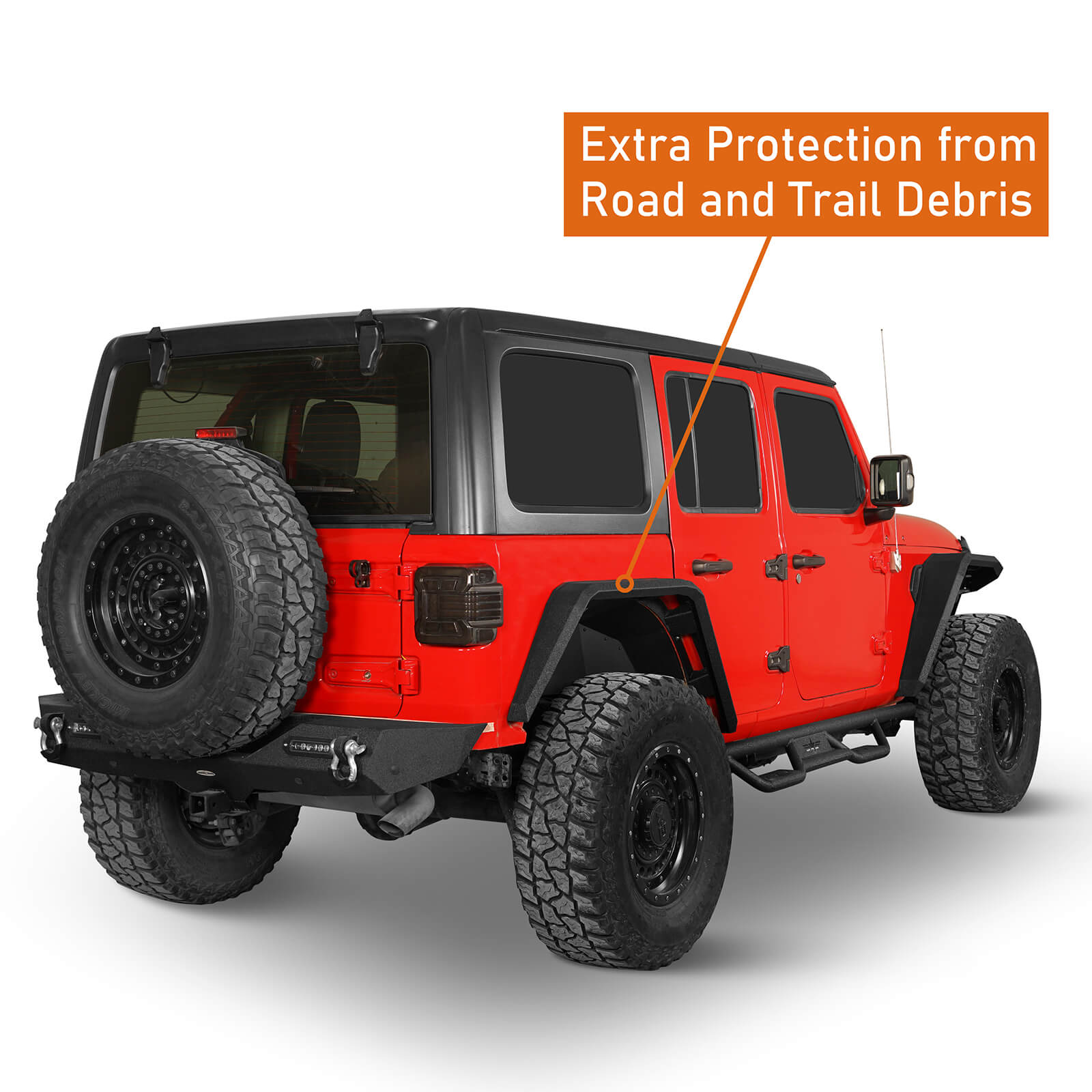 Jeep Flat Rear Fender Flares (18-23 Jeep Wrangler JL) b3043s 6