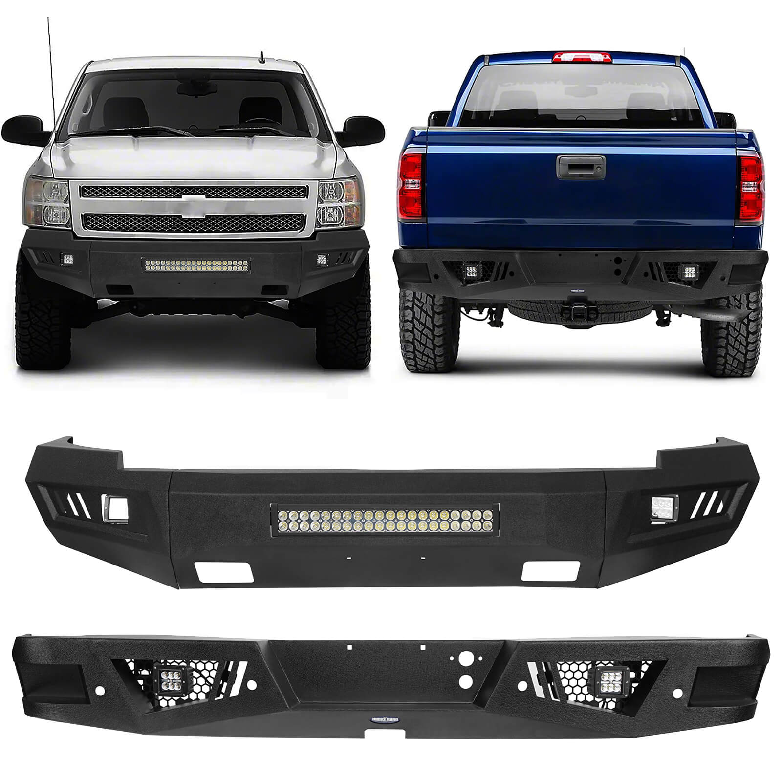 2011 Silverado 1500 Front Bumper Front Bumper & Rear Bumper w/Step for 2007-2013 Chevy Silverado 1500