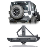 Blade Front Bumper w/60W Work Light Bar & Different Trail Rear Bumper w/Tire Carrier Combo Kit for 2007-2018 Jeep Wrangler JK JKU u017b114 Jeep JK Parts ultralisk4x4 9