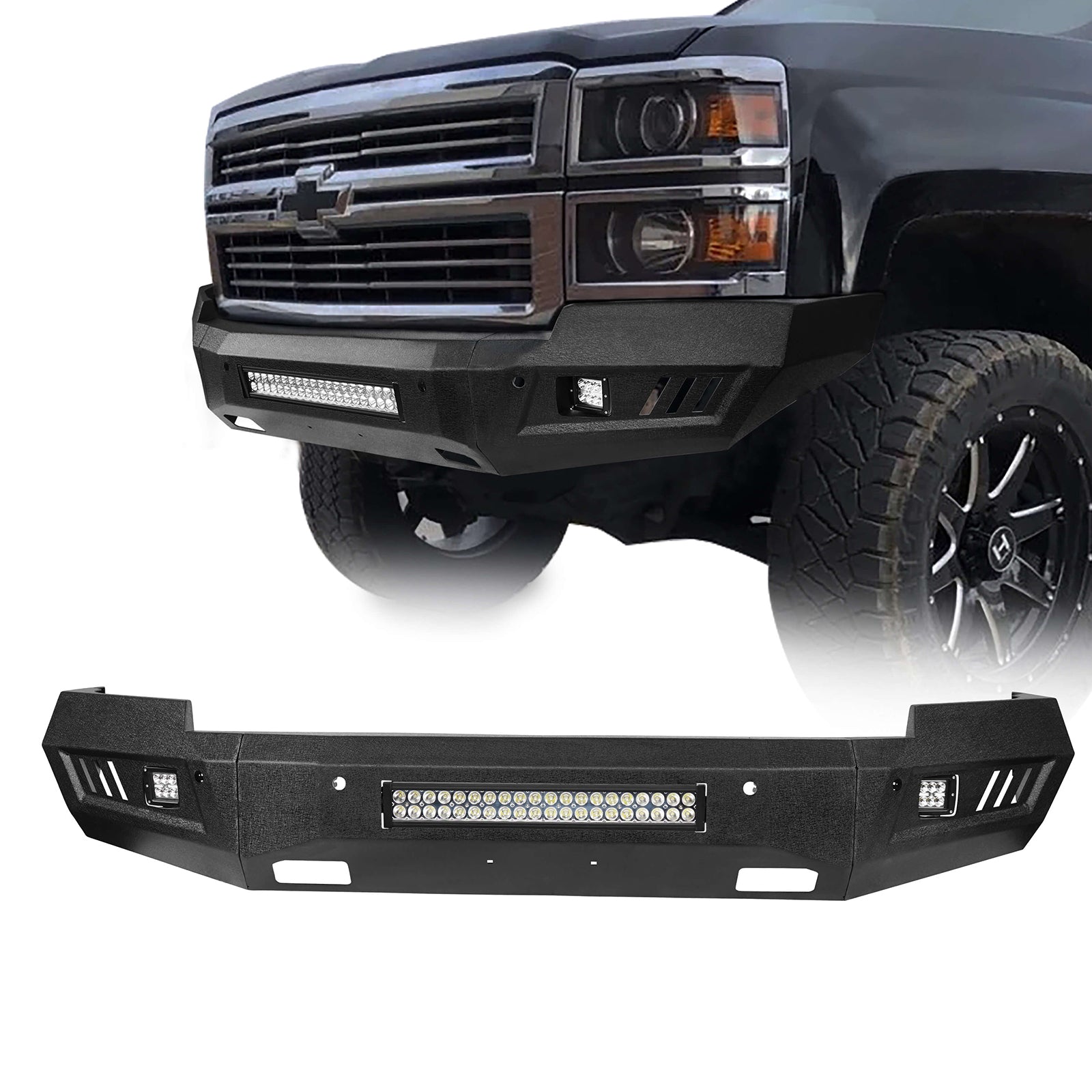 Silverado 2015 Bumper Full Width Front Bumper & Rear Bumper w/Lights for 2014-2015 Chevy