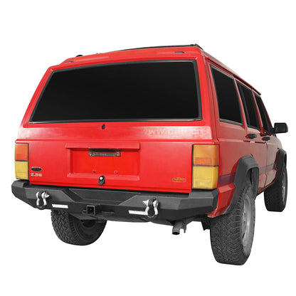 Full Width front Bumper Destroyer Rear Bumper w/2 ×18W LED Floodlights for Jeep Cherokee XJ 1984-2001 BXG321323 10