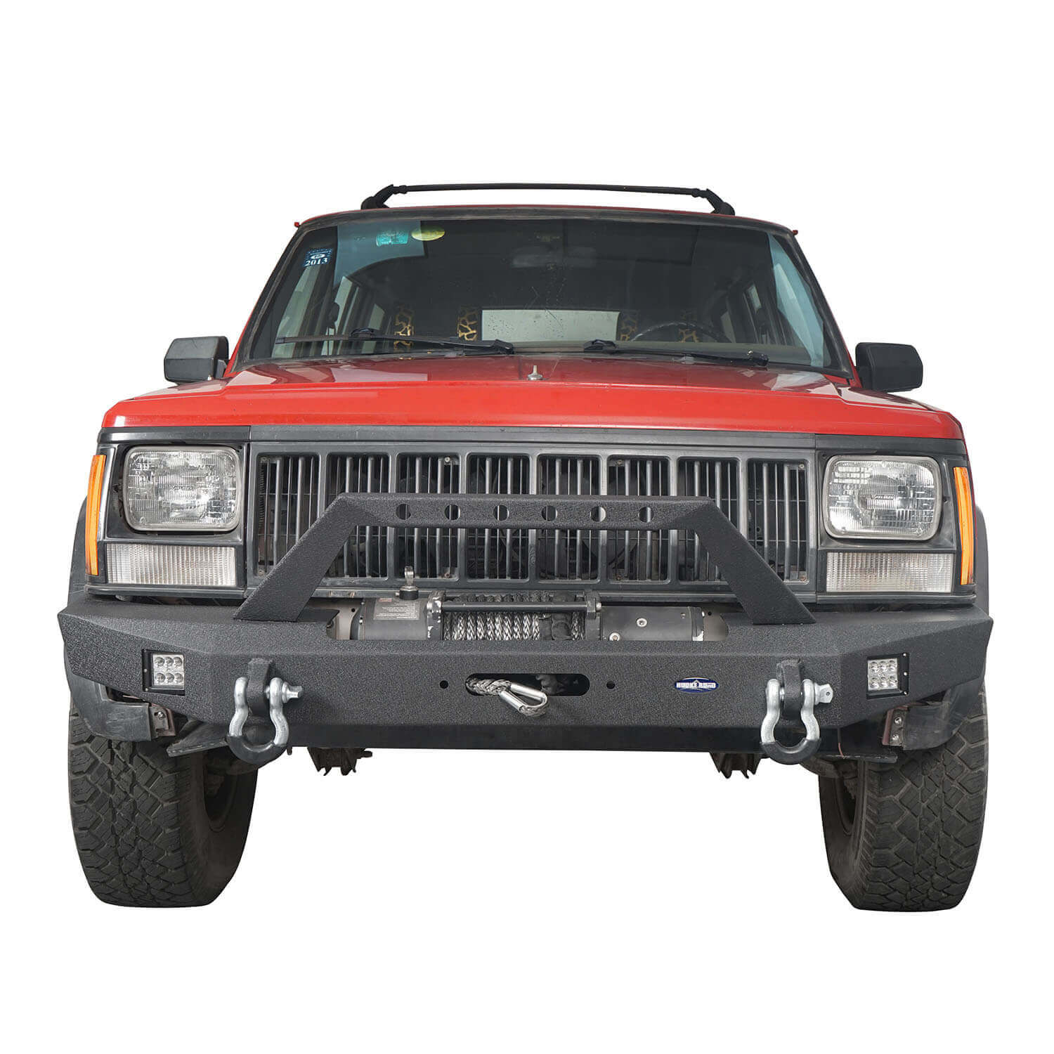 Full Width front Bumper Destroyer Rear Bumper w/2 ×18W LED Floodlights for Jeep Cherokee XJ 1984-2001 BXG321323 4