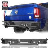 Full Width Front Bumper & Rear Bumper & Roll Bar Cage Bed Rack Luggage Basket(13-18 Dodge Ram 1500,Excluding Rebel) - ultralisk4x4