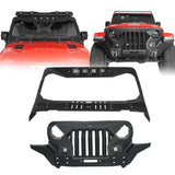 Jeep JL Full-width Front Bumper w/Mad Max Grill & Windshield Frame Cover for Jeep Wrangler JL ultralisk4x4 u30203024 1