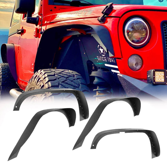 Jeep JK Flat Fender Flares Kit Steel Fender Flares for 2007-2018 Jeep Wrangler JK - ultralisk4x4 u2048 