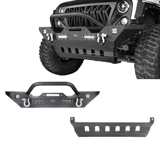 Mid Width Front Bumper & Front Skid Plate(07-18 Jeep Wrangler JK) - Ultralisk 4x4
