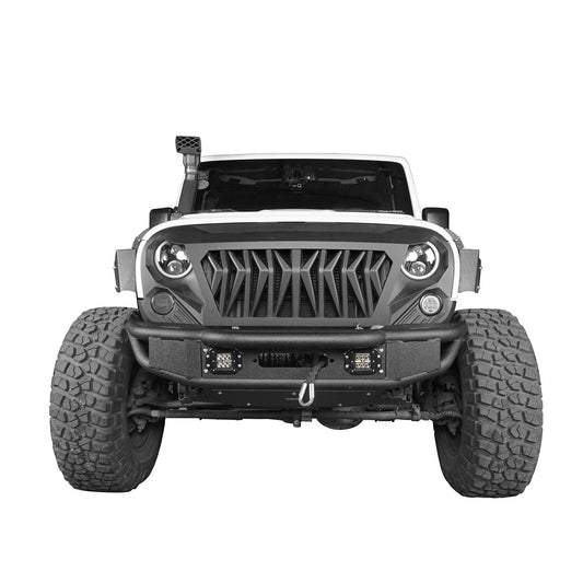 Stubby Tube Front Bumper w/Winch Plate & LED Spotlights(07-18 Jeep Wrangler JK) - Ultralisk 4x4