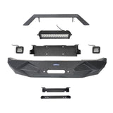 Hooke Road Jeep JL Front Bumper Stubby Blade Master Front Bumper with Winch Plate and License Plate Holder for Jeep Wrangler JL 2018-2019 BXG506B u-Box offroad 7