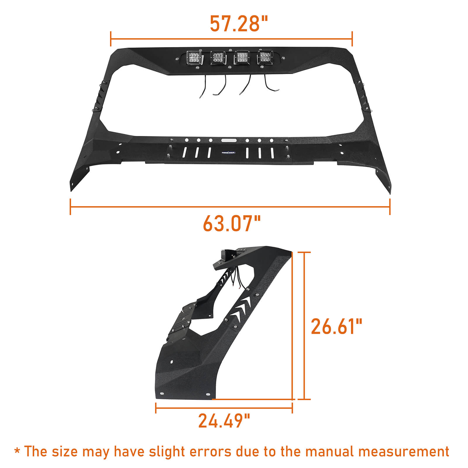 Jeep JL Full-width Front Bumper w/Mad Max Grill & Windshield Frame Cover for Jeep Wrangler JL ultralisk4x4 u30213024 15