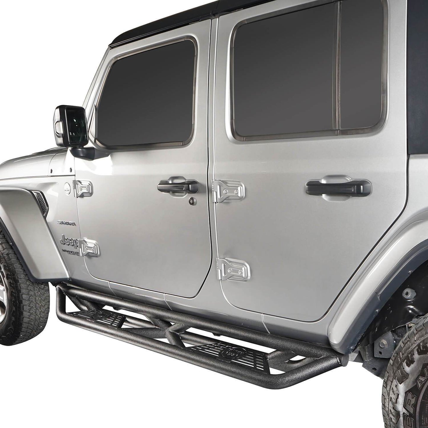 Jeep JL Side Steps 4 Door Running Boards Nerf Bars Rock Rails with Steps Rock Sliders for Jeep Wrangler JL 2018-2019 BXG508 4