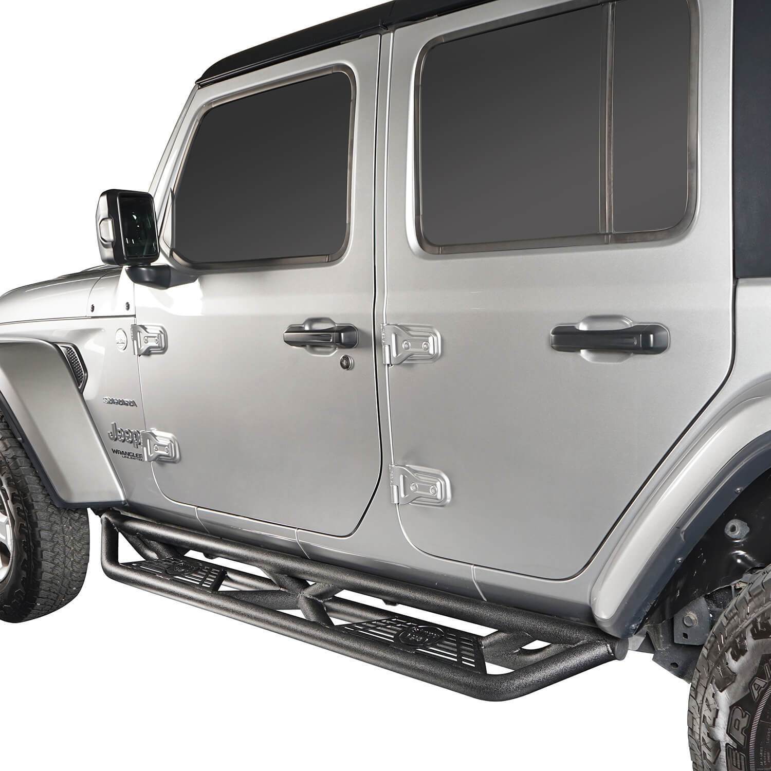 Jeep JL Side Steps 4 Door Running Boards Nerf Bars Rock Rails with Steps Rock Sliders for Jeep Wrangler JL 2018-2019 BXG508 4