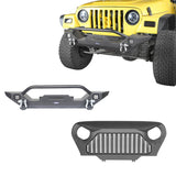 Jeep TJ Front Bumper and Gladiator Grille Cover Combo for Jeep Wrangler TJ 1997-2006 MMR0276BXG149 Different Trail Front Bumper u-Box Offroad 1