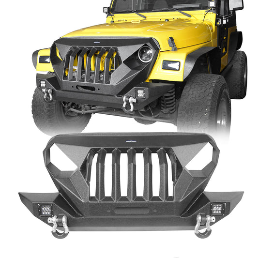 Front Bumper w/Grille Guard & Winch Plate for 1997-2006 Jeep Wrangler TJ Offroad Jeep Wrangler Accessories BXG214 1