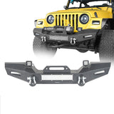 Jeep TJ Front Bumper with Winch Plate and LED Spotlights Climber Front Bumper for Jeep Wrangler TJ 1997-2006 BXG215 Jeep Bumpers Offroad 1