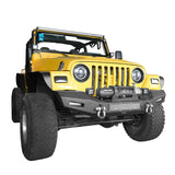 Jeep TJ Front Bumper with Winch Plate and LED Spotlights Climber Front Bumper for Jeep Wrangler TJ 1997-2006 BXG215 Jeep Bumpers Offroad 4