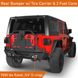 18-23 Jeep Wrangler JL Aftermarket Rear Bumper w/ 2 Gasoline Fuel Cans & Tire Carrier b3041s 3
